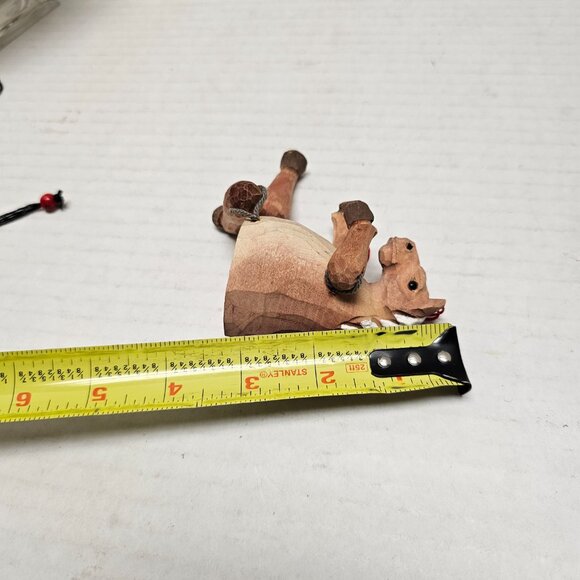 Vintage Folk Art Animal Horse Shelf Sitter Pull String Puppet Ornament Wood - Picture 4 of 10